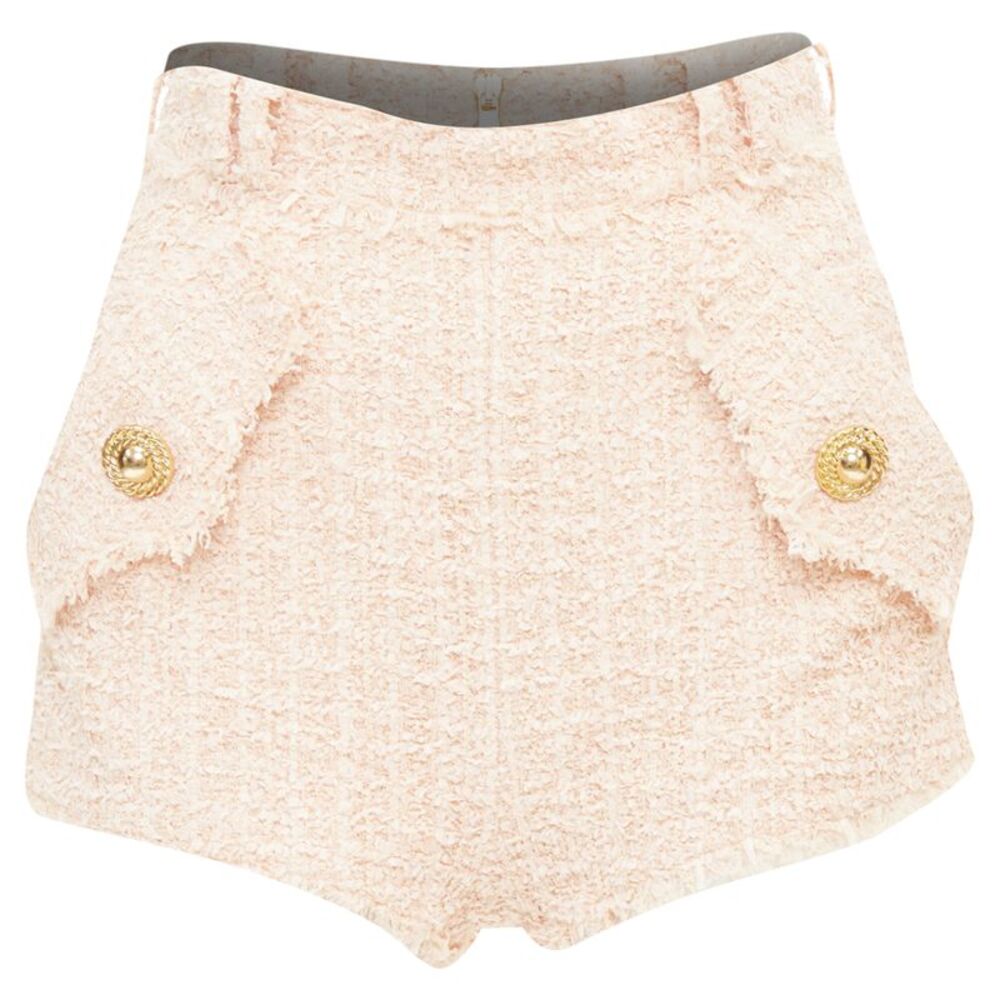 Balmain fringe cotton tweed shorts